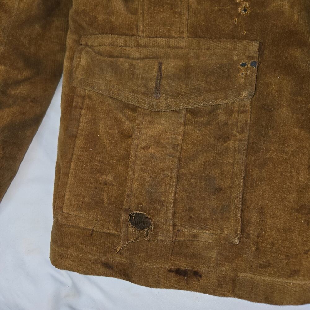 Vintage Distressed Corduroy Coat Put On Show Halloween Costume Prop Sz 22 Brown - Picture 5 of 16